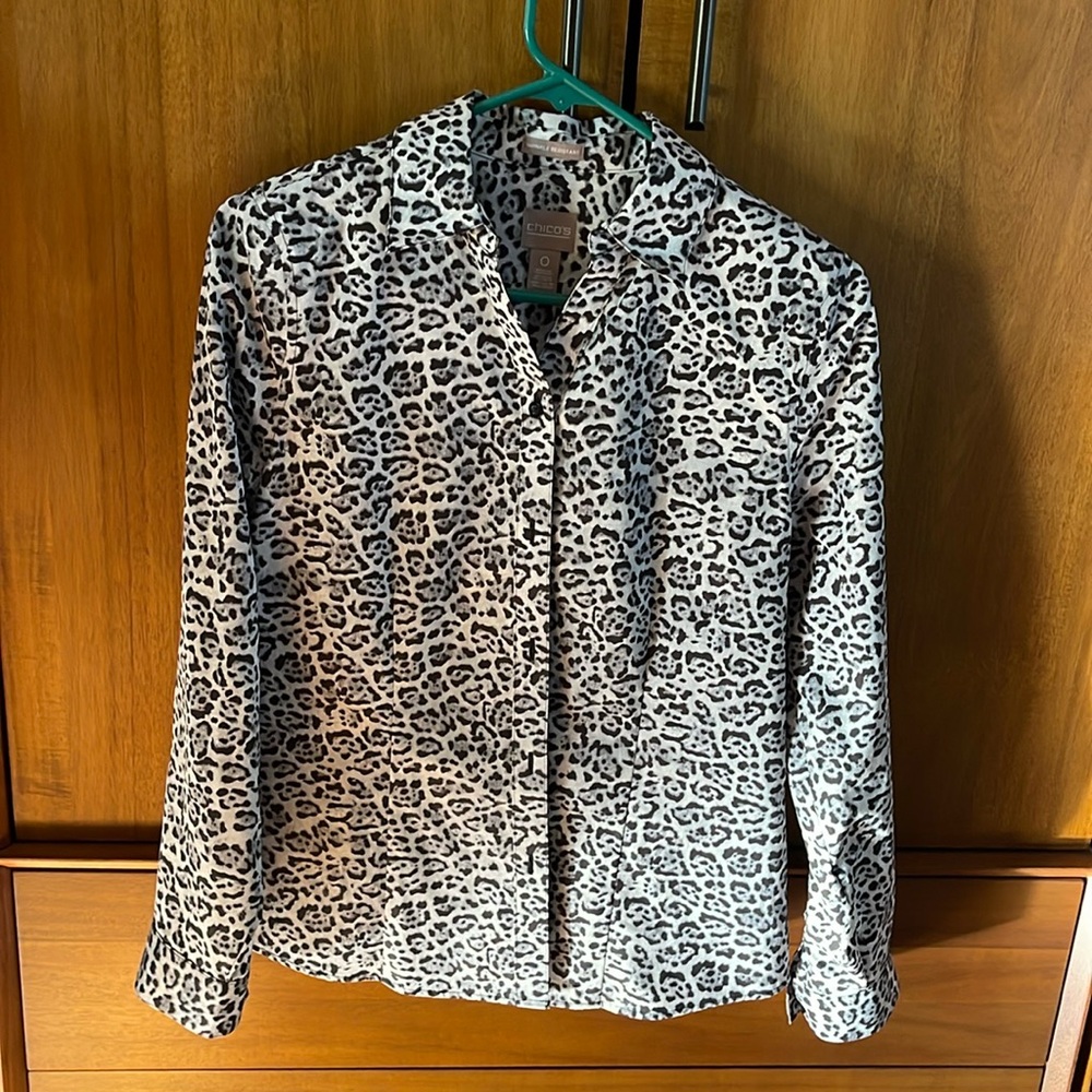 Chico button down leopard print shirt